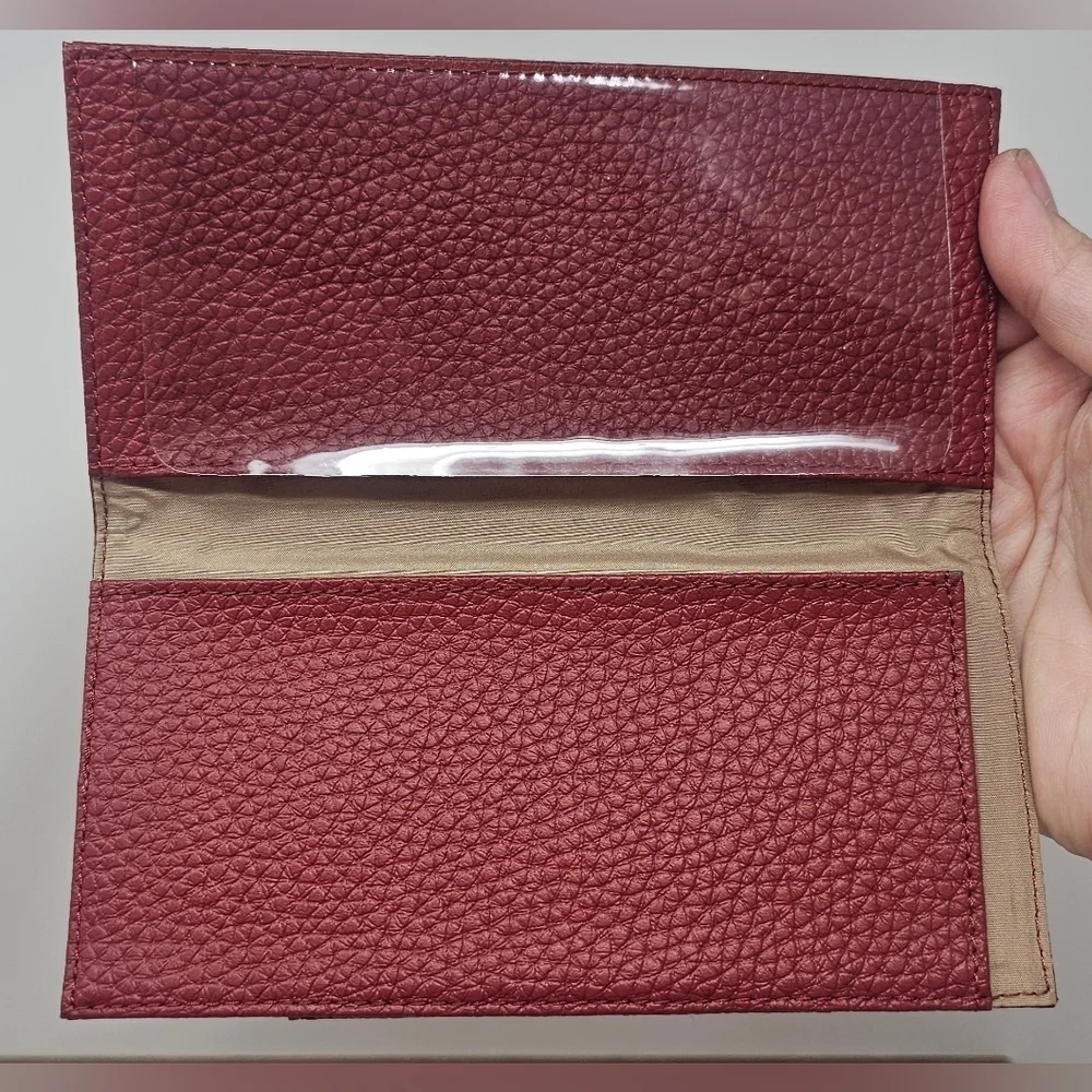 Willsons Leather Red Pebbled Leather Wallet Threefold Credit Card ID Checkbook
